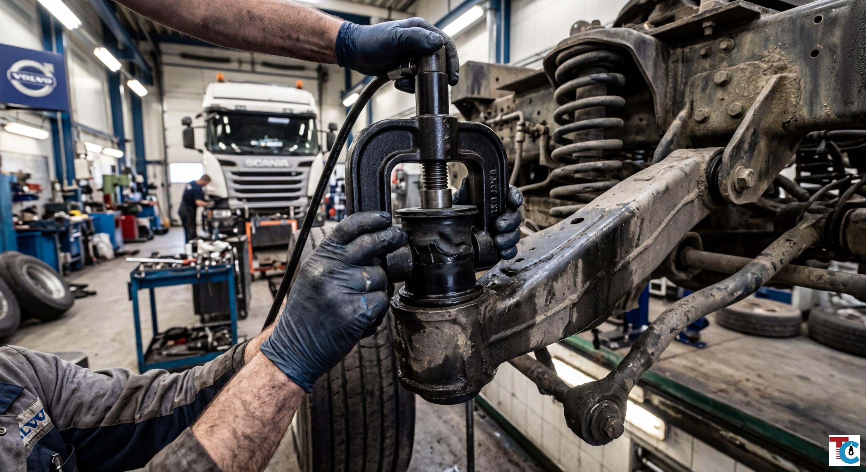 Профессиональная замена сайлентблоков передних рычагов грузовика в 'Тахограф-Сервис'