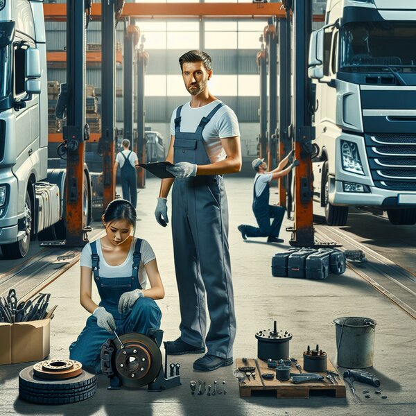 Замена передних тормозных колодок для Volvo, Scania, Mercedes, Renault, DAF,