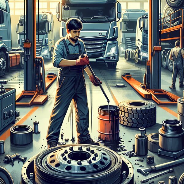 Удаление отработанной смазки со ступицы на грузовиках Volvo, Scania, Mercedes,