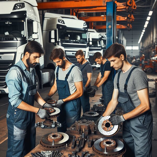 Снятие и установка 6 тормозных дисков для грузовиков Volvo, Scania, Mercedes,